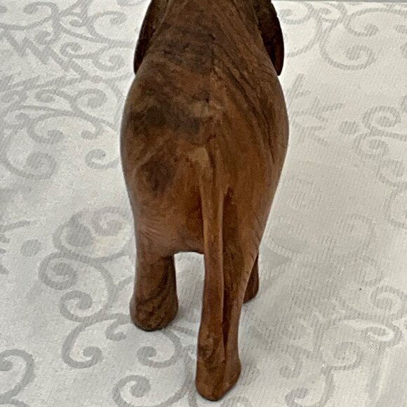 Hand-Carved Wooden Elephant Figurine 4" Tall Intricate Design Natural Finish Hom - Picture 7 of 7
